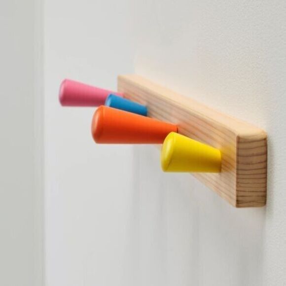 IKEA FLISAT Kids Knob Solid Wood Rack with 4 Colorful Cone-Shaped Knobs 18 ½ " - Picture 3 of 6